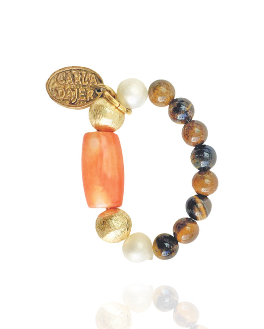 SKINNY TIGER EYE BEAD RING