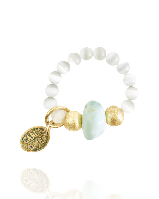 SKINNY LARIMAR BEAD RING